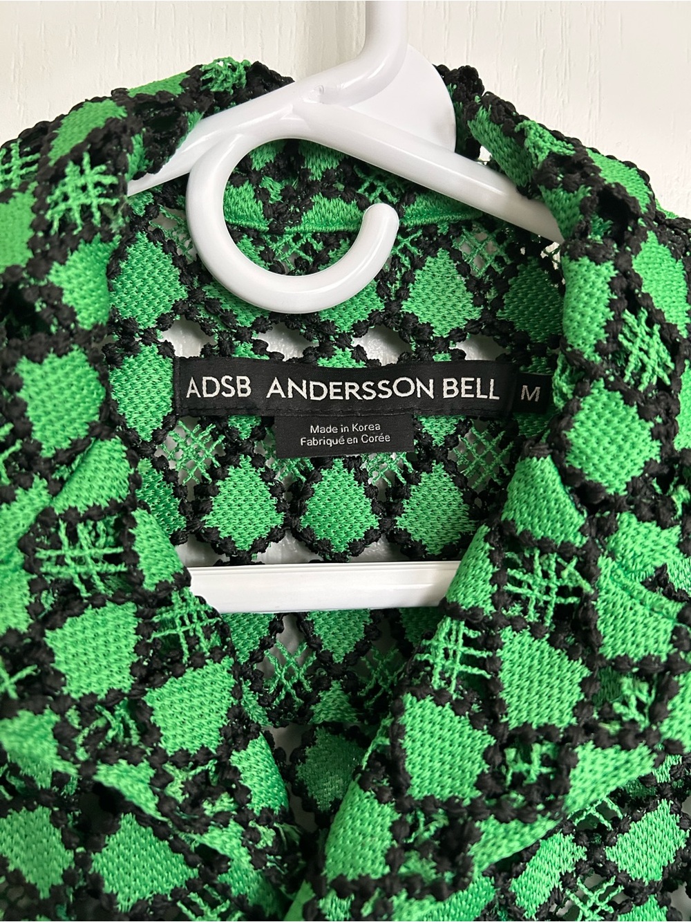Andersson Bell Green and Black Letto sheer Open collar shirt - Picture 10 of 17